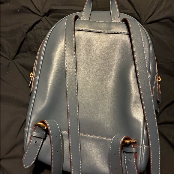 Elegant Blue Leather Backpack - Picture 1 of 3